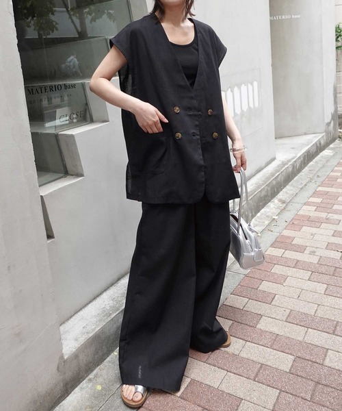 CORNERS by KR（コーナーズバイケーアール）の「【CORNERS by KR】リネンライクタックパンツ【セットアップ可能】（スラックス・レディース・ベージュ/ブラック/ブラウン・M）」の15枚目の写真