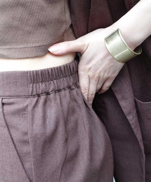 CORNERS by KR（コーナーズバイケーアール）の「【CORNERS by KR】リネンライクタックパンツ【セットアップ可能】（スラックス・レディース・ベージュ/ブラック/ブラウン・M）」の13枚目の写真