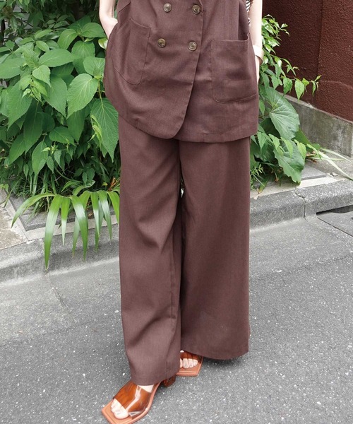 CORNERS by KR（コーナーズバイケーアール）の「【CORNERS by KR】リネンライクタックパンツ【セットアップ可能】（スラックス・レディース・ベージュ/ブラック/ブラウン・M）」の10枚目の写真