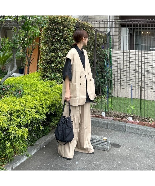 CORNERS by KR（コーナーズバイケーアール）の「【CORNERS by KR】リネンライクタックパンツ【セットアップ可能】（スラックス・レディース・ベージュ/ブラック/ブラウン・M）」の7枚目の写真