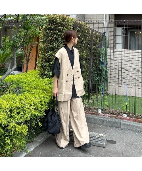 CORNERS by KR（コーナーズバイケーアール）の「【CORNERS by KR】リネンライクタックパンツ【セットアップ可能】（スラックス・レディース・ベージュ/ブラック/ブラウン・M）」の5枚目の写真