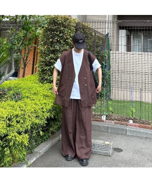 CORNERS by KR（コーナーズバイケーアール）の「【CORNERS by KR】リネンライクタックパンツ【セットアップ可能】（スラックス・レディース・ベージュ/ブラック/ブラウン・M）」の4枚目の写真