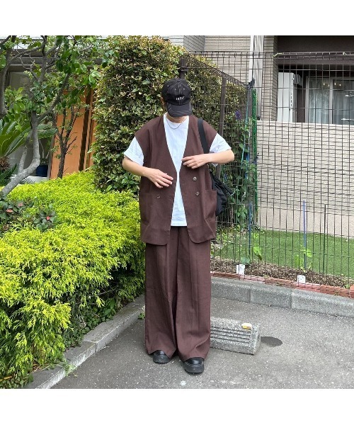 CORNERS by KR（コーナーズバイケーアール）の「【CORNERS by KR】リネンライクタックパンツ【セットアップ可能】（スラックス・レディース・ベージュ/ブラック/ブラウン・M）」の18枚目の写真