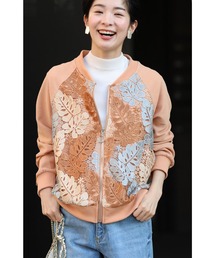 vintage damze シェニール織り ブルゾン 花柄 立体 古着 ブランド古着】ジャケット/アウター（花柄・ボタニカル柄）古着