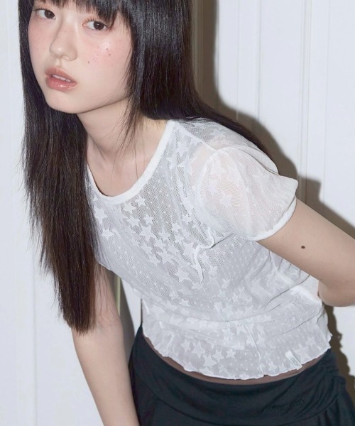FANCY CLUB】Wave Puff Lace Tee（Tシャツ/カットソー）｜FANCY