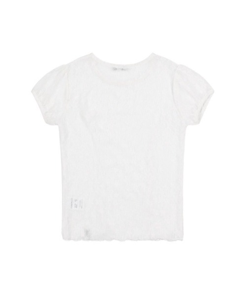 FANCY CLUB（ファンシークラブ）の「【FANCY CLUB】Wave Puff Lace Tee / 【ファンシークラブ】シアーレース半袖Tシャツ（Tシャツ/カットソー・レディース・ブラック/ホワイト・ONE SIZE）」の13枚目の写真
