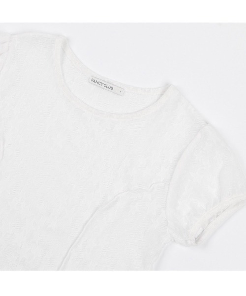 FANCY CLUB（ファンシークラブ）の「【FANCY CLUB】Wave Puff Lace Tee / 【ファンシークラブ】シアーレース半袖Tシャツ（Tシャツ/カットソー・レディース・ブラック/ホワイト・ONE SIZE）」の12枚目の写真