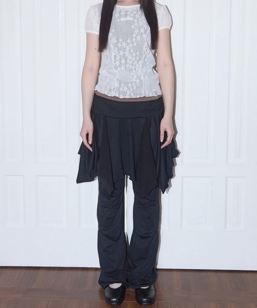 FANCY CLUB（ファンシークラブ）の「【FANCY CLUB】Wave Puff Lace Tee / 【ファンシークラブ】シアーレース半袖Tシャツ（Tシャツ/カットソー・レディース・ブラック/ホワイト・ONE SIZE）」の17枚目の写真