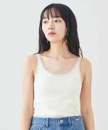 MEDE19F | ＭＥＤＥ１９Ｆ　チュール遣いのカップ付きリブタンクトップ(タンクトップ)