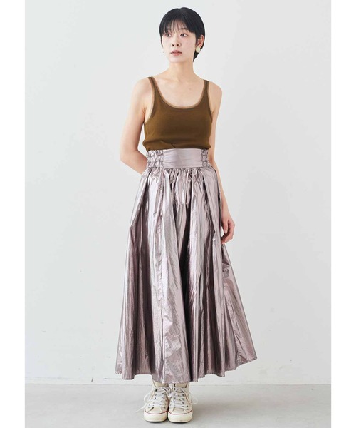 MEDE19F(メデジュウキュウ)の「MEDE19F チュール遣いのカップ付きリブタンクトップ(タンクトップ・レディース・ブラック/オフホワイト・LL/L/M)」の7枚目の写真