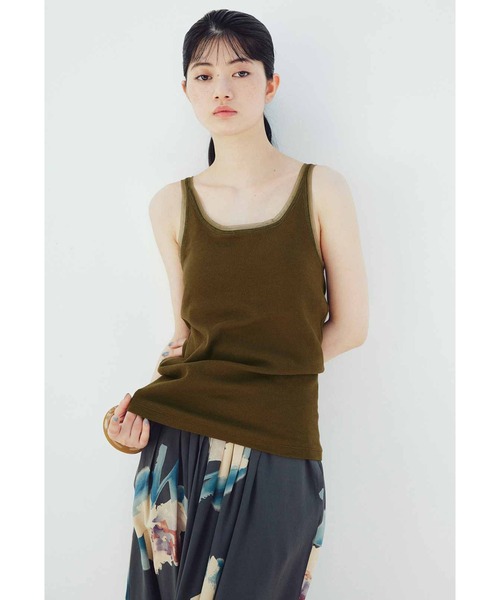 MEDE19F(メデジュウキュウ)の「MEDE19F チュール遣いのカップ付きリブタンクトップ(タンクトップ・レディース・ブラック/オフホワイト・LL/L/M)」の5枚目の写真