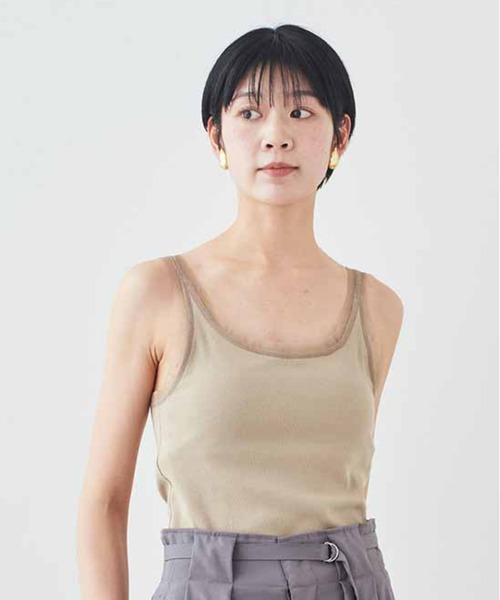 MEDE19F(メデジュウキュウ)の「MEDE19F チュール遣いのカップ付きリブタンクトップ(タンクトップ・レディース・ブラック/オフホワイト・LL/L/M)」の22枚目の写真