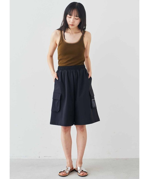 MEDE19F(メデジュウキュウ)の「MEDE19F チュール遣いのカップ付きリブタンクトップ(タンクトップ・レディース・ブラック/オフホワイト・LL/L/M)」の6枚目の写真