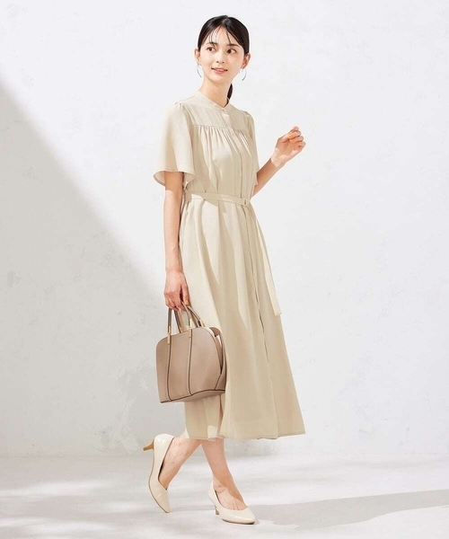 a.v.v(アーヴェヴェ)の「【洗える】ベルト付切り替えワンピース(ワンピース・レディース・ネイビー/グレー系その他・38/36/40)」の2枚目の写真