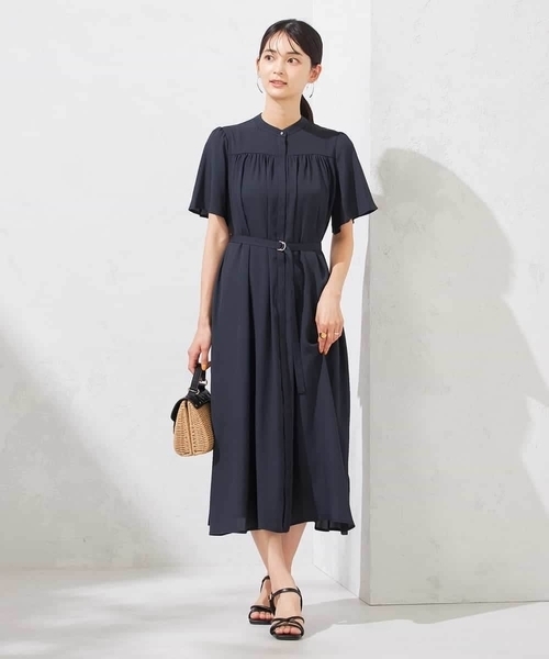 a.v.v(アーヴェヴェ)の「【洗える】ベルト付切り替えワンピース(ワンピース・レディース・ネイビー/グレー系その他・38/36/40)」の1枚目の写真