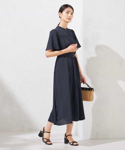 a.v.v(アーヴェヴェ)の「【洗える】ベルト付切り替えワンピース(ワンピース・レディース・ネイビー/グレー系その他・38/36/40)」の4枚目の写真