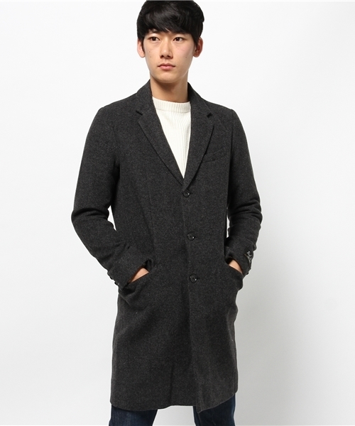CIAOPANIC TYPY（チャオパニックティピー）の「【イタリアファブリック】ウールツイルチェスターコート（チェスターコート・メンズ・グレー/ネイビー/ブラック・LARGE/MEDIUM）」の2枚目の写真