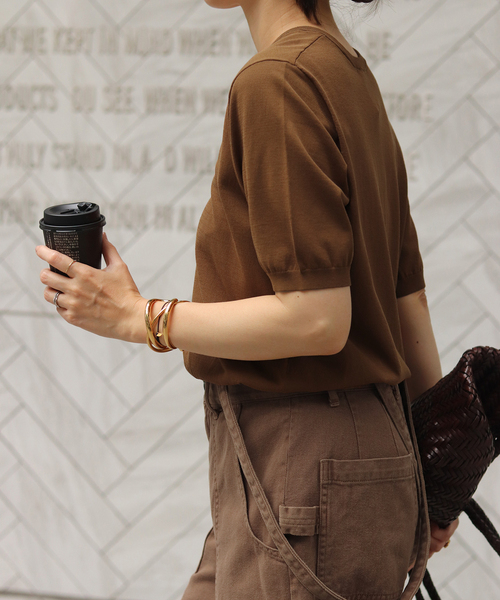完売　plage プラージュ　ニット　ブラウン Low V Neck ニット（ニット／セーター）｜Plage（プラージュ）の