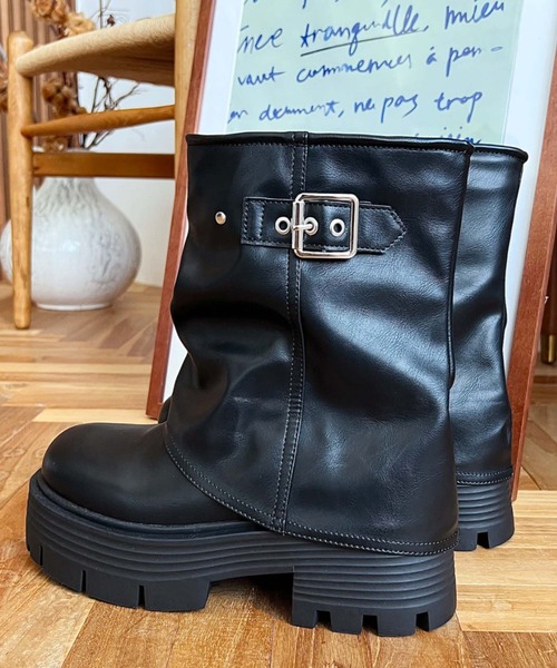 セール】厚底ショートカバーブーツ（ブーツ）｜moment+（モーメント