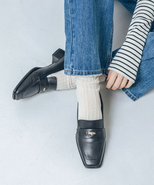 EVOL（イーボル）の「【晴雨兼用・ふかふか】スクエア3.5cmコインローファー IZ5786（レインシューズ・レディース・ブラウン/ブラック/ブラック系その他・22.0cm/22.5cm/23.0cm/23.5cm/24.0cm/24.5cm/25.0cm）」の20枚目の写真