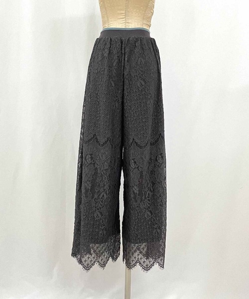 Q（キュー）の「スカラレースワイドパンツ（その他パンツ・レディース・アイボリー/チャコールグレー・MEDIUM）」の9枚目の写真