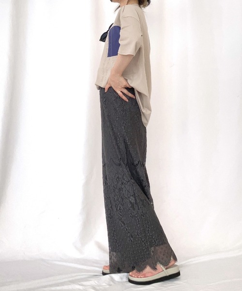 Q（キュー）の「スカラレースワイドパンツ（その他パンツ・レディース・アイボリー/チャコールグレー・MEDIUM）」の17枚目の写真