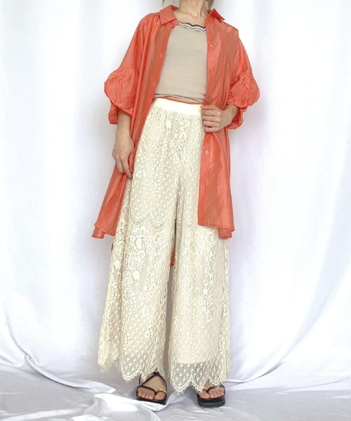 Q（キュー）の「スカラレースワイドパンツ（その他パンツ・レディース・アイボリー/チャコールグレー・MEDIUM）」の22枚目の写真