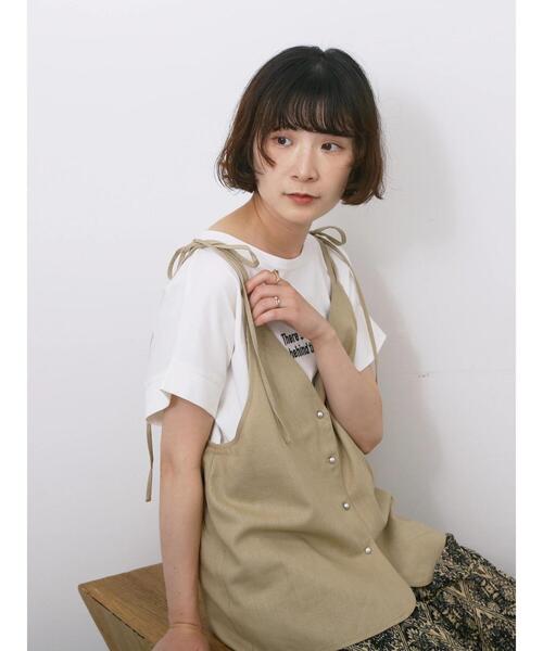 Samansa Mos2 blue（サマンサモスモスブルー）の「◎キャミソールジレ（シャツ/ブラウス・レディース・ベージュ/ブラック/チャコールグレー・F）」の3枚目の写真