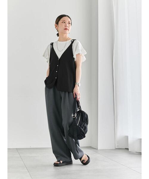 Samansa Mos2 blue（サマンサモスモスブルー）の「◎キャミソールジレ（シャツ/ブラウス・レディース・ベージュ/ブラック/チャコールグレー・F）」の8枚目の写真
