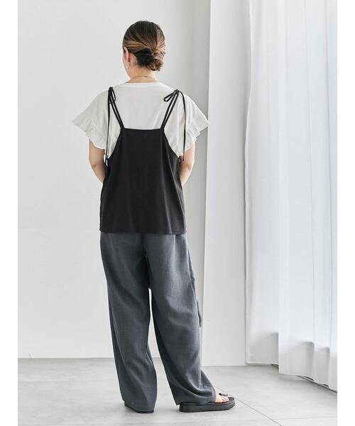 Samansa Mos2 blue（サマンサモスモスブルー）の「◎キャミソールジレ（シャツ/ブラウス・レディース・ベージュ/ブラック/チャコールグレー・F）」の6枚目の写真