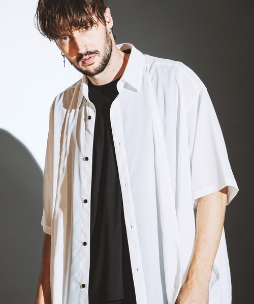 NO ID.(ノーアイディ)の「【NO ID.】Squid Half Sleeve Long Shirt / Squid ハーフ スリーブ ロング シャツ(シャツ/ブラウス・メンズ・グレー/ブラック/ホワイト・ONE SIZE)」の1枚目の写真