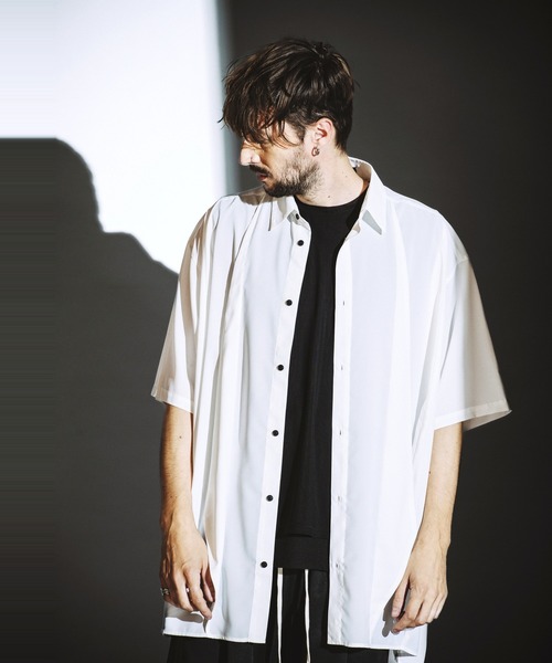 NO ID.(ノーアイディ)の「【NO ID.】Squid Half Sleeve Long Shirt / Squid ハーフ スリーブ ロング シャツ(シャツ/ブラウス・メンズ・グレー/ブラック/ホワイト・ONE SIZE)」の5枚目の写真