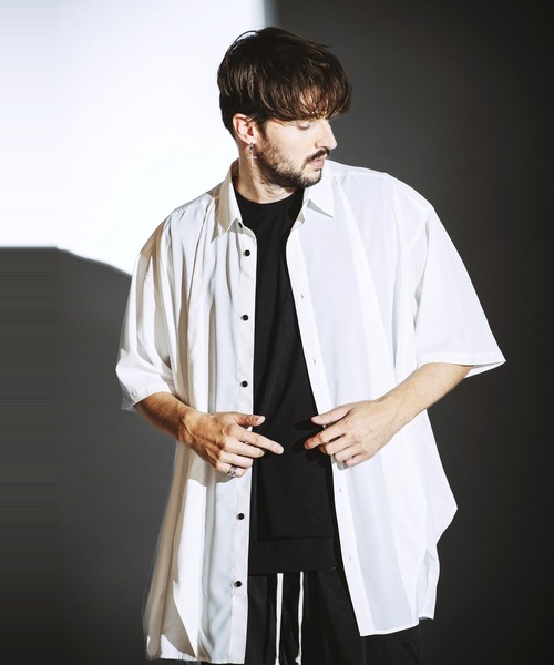 NO ID.(ノーアイディ)の「【NO ID.】Squid Half Sleeve Long Shirt / Squid ハーフ スリーブ ロング シャツ(シャツ/ブラウス・メンズ・グレー/ブラック/ホワイト・ONE SIZE)」の7枚目の写真