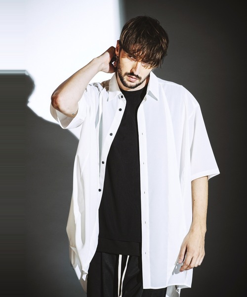 NO ID.(ノーアイディ)の「【NO ID.】Squid Half Sleeve Long Shirt / Squid ハーフ スリーブ ロング シャツ(シャツ/ブラウス・メンズ・グレー/ブラック/ホワイト・ONE SIZE)」の8枚目の写真