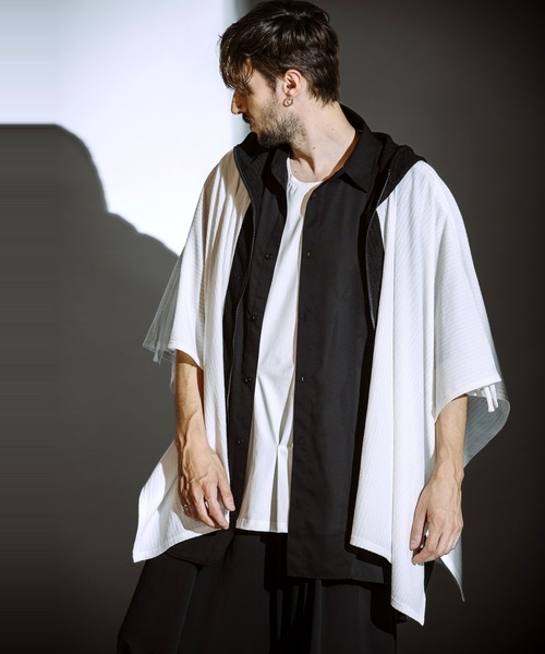 NO ID.(ノーアイディ)の「【NO ID.】Squid Half Sleeve Long Shirt / Squid ハーフ スリーブ ロング シャツ(シャツ/ブラウス・メンズ・グレー/ブラック/ホワイト・ONE SIZE)」の12枚目の写真
