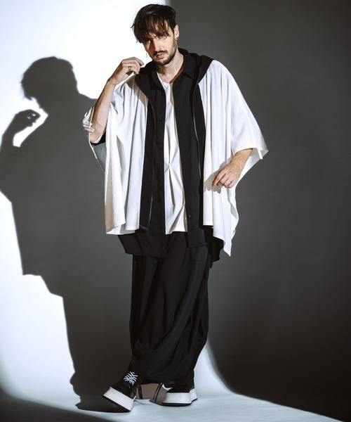 NO ID.(ノーアイディ)の「【NO ID.】Squid Half Sleeve Long Shirt / Squid ハーフ スリーブ ロング シャツ(シャツ/ブラウス・メンズ・グレー/ブラック/ホワイト・ONE SIZE)」の14枚目の写真
