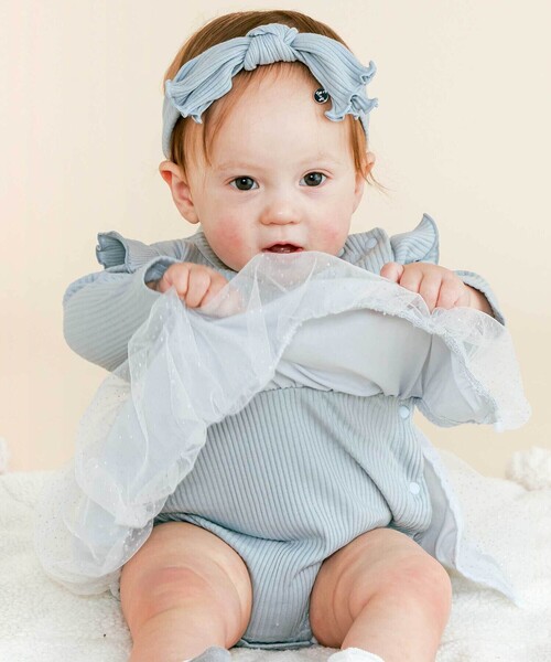 SLAP SLIP BABY（スラップスリップベビー）の「キラキラドットチュールスカートロンパースベビー(70~80cm)（ロンパース・キッズ・ブルー/オレンジ・70cm/80ｃｍ）」の4枚目の写真