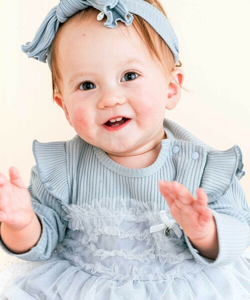 SLAP SLIP BABY（スラップスリップベビー）の「キラキラドットチュールスカートロンパースベビー(70~80cm)（ロンパース・キッズ・ブルー/オレンジ・70cm/80ｃｍ）」の5枚目の写真