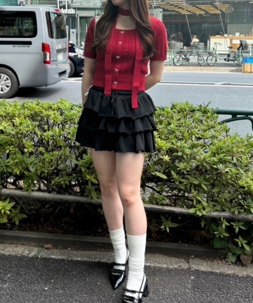 continuer de NICE CLAUP（コンティニューデナイスクラップ）の「チョーカー付ベビーケーブルＰＯ（ニット/セーター・レディース・アイボリー/レッド/ネイビー/イエロー・FREE）」の18枚目の写真