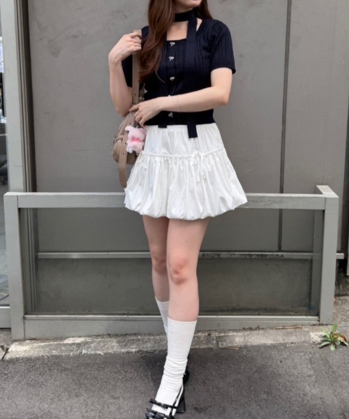 continuer de NICE CLAUP（コンティニューデナイスクラップ）の「チョーカー付ベビーケーブルＰＯ（ニット/セーター・レディース・アイボリー/レッド/ネイビー/イエロー・FREE）」の11枚目の写真
