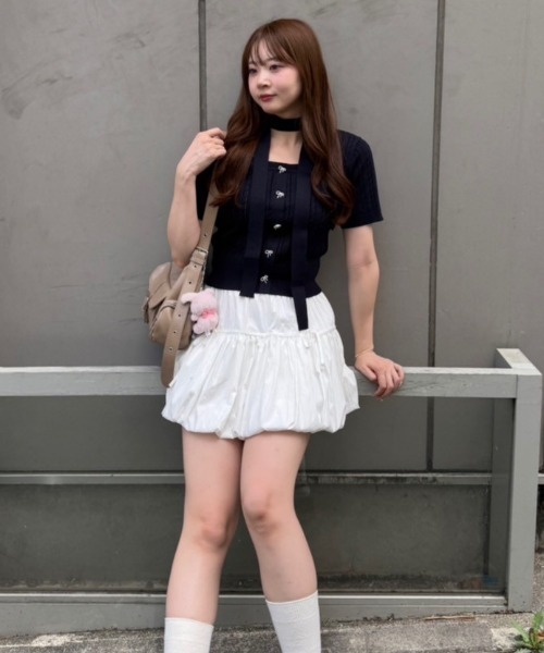continuer de NICE CLAUP（コンティニューデナイスクラップ）の「チョーカー付ベビーケーブルＰＯ（ニット/セーター・レディース・アイボリー/レッド/ネイビー/イエロー・FREE）」の8枚目の写真