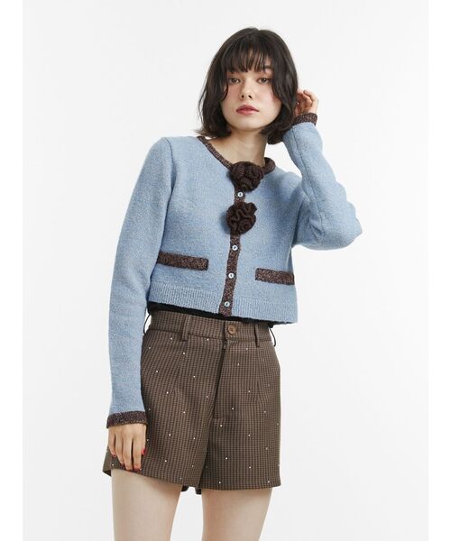 jouetie（ジュエティ）の「バイカラーコサージュカーデ（カーディガン/ボレロ・レディース・ブラック/グレー/ブルー・MEDIUM）」の8枚目の写真