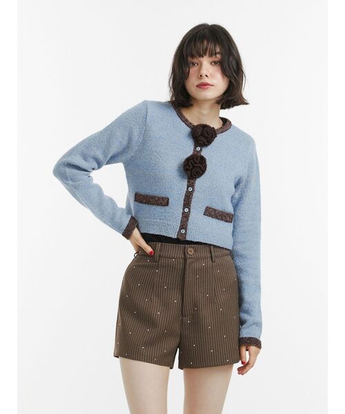 jouetie（ジュエティ）の「バイカラーコサージュカーデ（カーディガン/ボレロ・レディース・ブラック/グレー/ブルー・MEDIUM）」の9枚目の写真