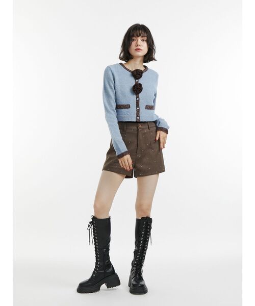 jouetie（ジュエティ）の「バイカラーコサージュカーデ（カーディガン/ボレロ・レディース・ブラック/グレー/ブルー・MEDIUM）」の10枚目の写真