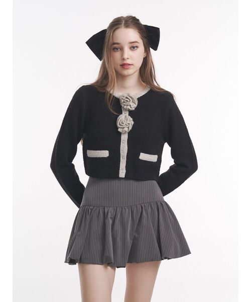 jouetie（ジュエティ）の「バイカラーコサージュカーデ（カーディガン/ボレロ・レディース・ブラック/グレー/ブルー・MEDIUM）」の12枚目の写真