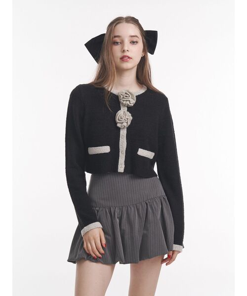 jouetie（ジュエティ）の「バイカラーコサージュカーデ（カーディガン/ボレロ・レディース・ブラック/グレー/ブルー・MEDIUM）」の13枚目の写真