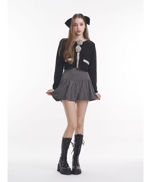 jouetie（ジュエティ）の「バイカラーコサージュカーデ（カーディガン/ボレロ・レディース・ブラック/グレー/ブルー・MEDIUM）」の14枚目の写真