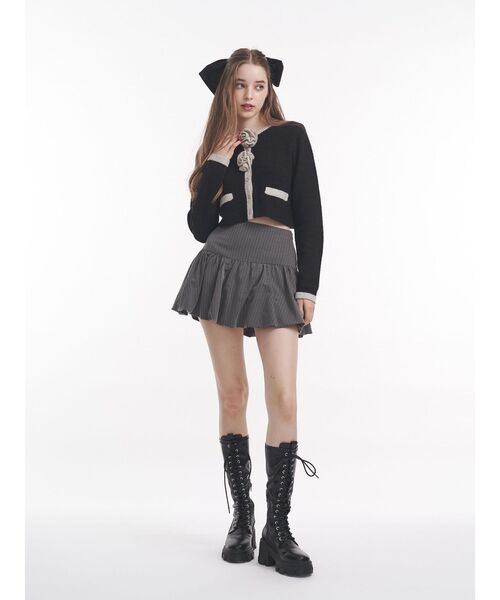 jouetie（ジュエティ）の「バイカラーコサージュカーデ（カーディガン/ボレロ・レディース・ブラック/グレー/ブルー・MEDIUM）」の15枚目の写真