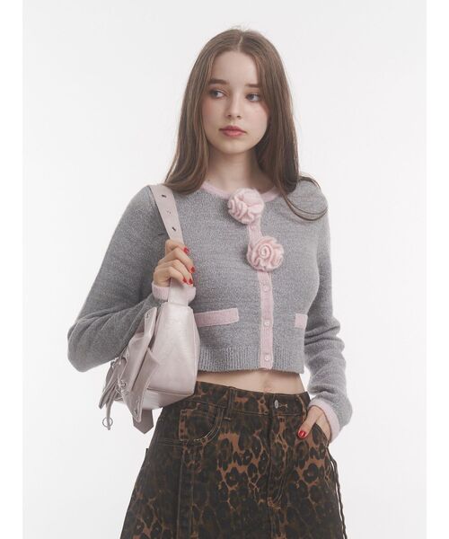 jouetie（ジュエティ）の「バイカラーコサージュカーデ（カーディガン/ボレロ・レディース・ブラック/グレー/ブルー・MEDIUM）」の17枚目の写真