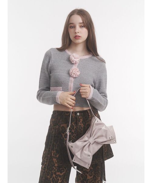 jouetie（ジュエティ）の「バイカラーコサージュカーデ（カーディガン/ボレロ・レディース・ブラック/グレー/ブルー・MEDIUM）」の18枚目の写真